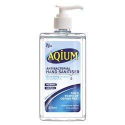 Ego Aqium Antibacterial Hand Sanitiser Gel Pump Pack 375ml