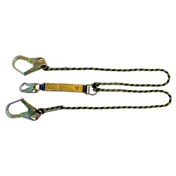 Shock Absorbing Lanyard B-Safe Rope Twin 2M Steel Snap Hook & Scaffold Hook 50KG-140KG