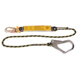 Shock Absorbing Lanyard B-Safe Rope 2M Steel Snap Hook & Scaffold Hook 50KG-140KG
