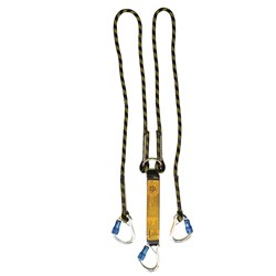 Shock Absorbing Lanyard B-Safe Rope Twin 2M Aluminium Twist Lock Karabiners 50KG-140KG