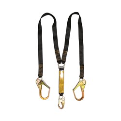 Shock Absorbing Lanyard B-Safe Web Twin 1.5M Steel Snap Hook & Scaffold Hook 50KG-140KG