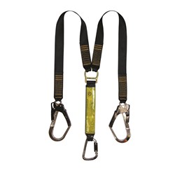 Shock Absorbing Lanyard B-Safe Web Twin 2M Alumi Twist Lck Karabrs & Scaf Hok 50KG-140KG