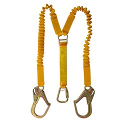 Shock Absorbing Lanyard B-Safe Elasti Twin 2M-1.5M Stel Trip Lck Karab Scaf Hoks 50KG-140KG