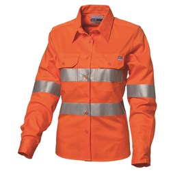 WS Workwear Womens Hi-Vis Button-Up Shirt with Reflective Tape