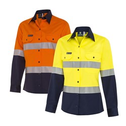 WS Workwear Womens Hi-Vis Button-Up Shirt with Reflective Tape