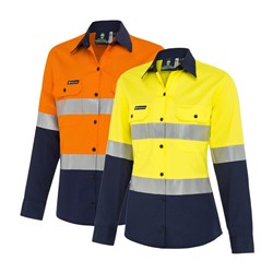 WS Workwear Koolflow Womens Hi-Vis Button-Up Shirt with Reflective Tape