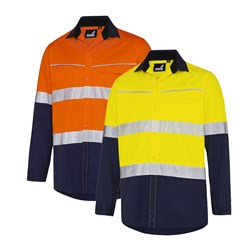 Mack Workwear Xenon Mens Hi-Vis Button-Up Shirt with Reflective Tape