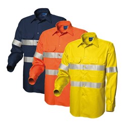 WS Workwear Mens Hi-Vis Button-Up Shirt with Reflective Tape