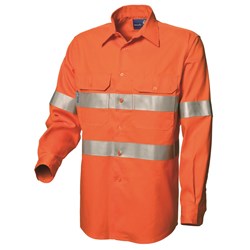 WS Workwear Mens Hi-Vis Button-Up Shirt with Reflective Tape