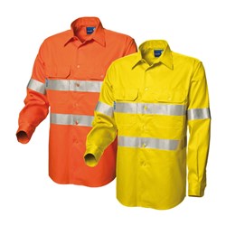 WS Workwear Koolflow Mens Hi-Vis Button-Up Shirt with Reflective Tape