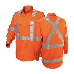 WS Workwear Mens Hi-Vis Button-Up Shirt with H-X-Reflective Tape