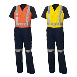 WS Workwear Mens Action-Back Drill Overall with Reflective Tape