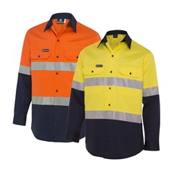 WS Workwear Mens Hi-Vis Button-Up Shirt with Reflective Tape