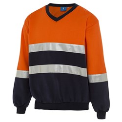 WS Workwear Hi-Vis V-Neck Fleece Jumper with Reflective Tape