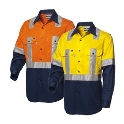 WS Workwear Mens Hi-Vis Button-Up Shirt with H-Reflective Tape