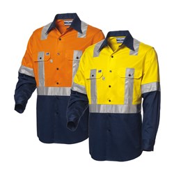 WS Workwear Koolflow Mens Hi-Vis Button-Up Shirt with H-Reflective Tape