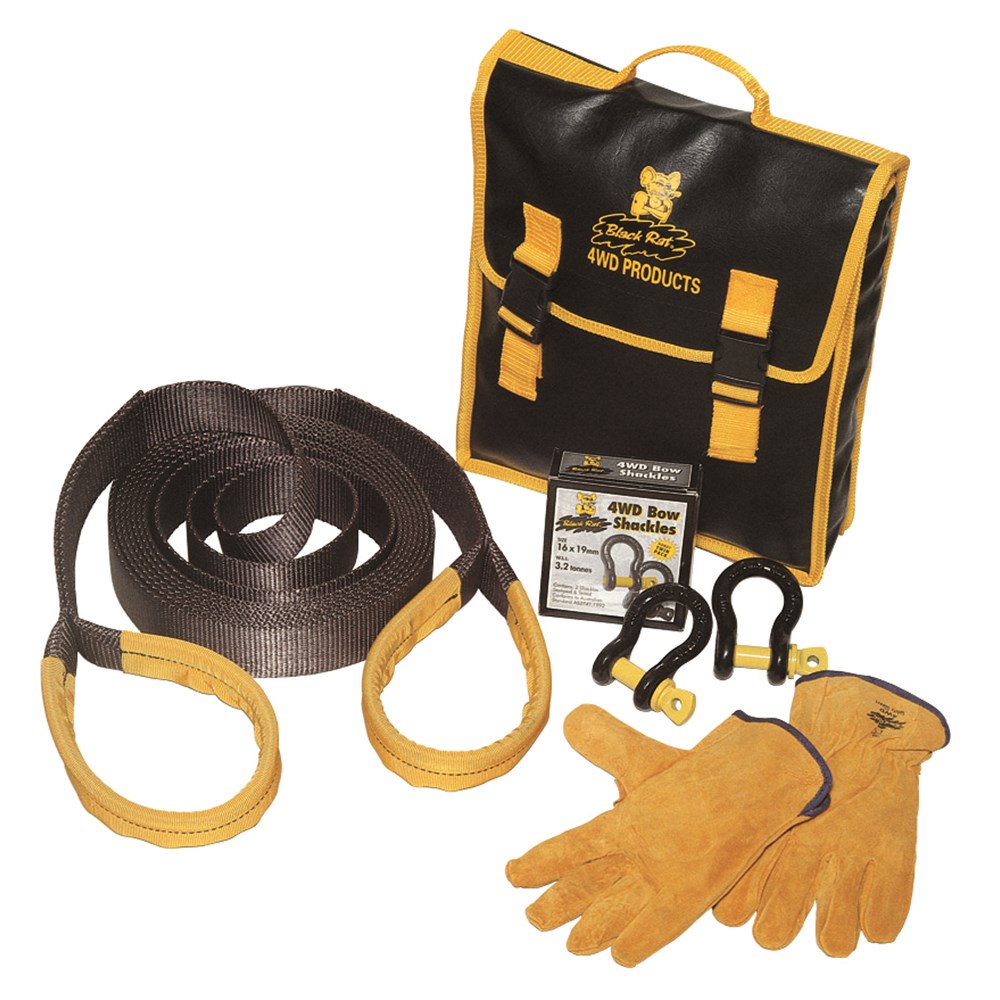 Black Rat 4WD Nylon Heavy Duty Recovery (Snatch-em) Strap Kit 9t