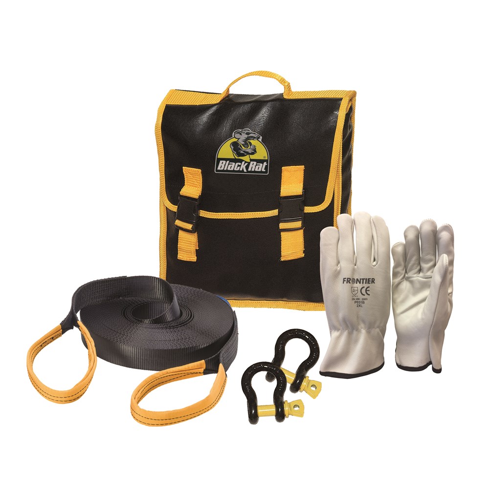 Black Rat 4WD Nylon Heavy Duty Recovery (Snatch-em) Strap Kit 12t
