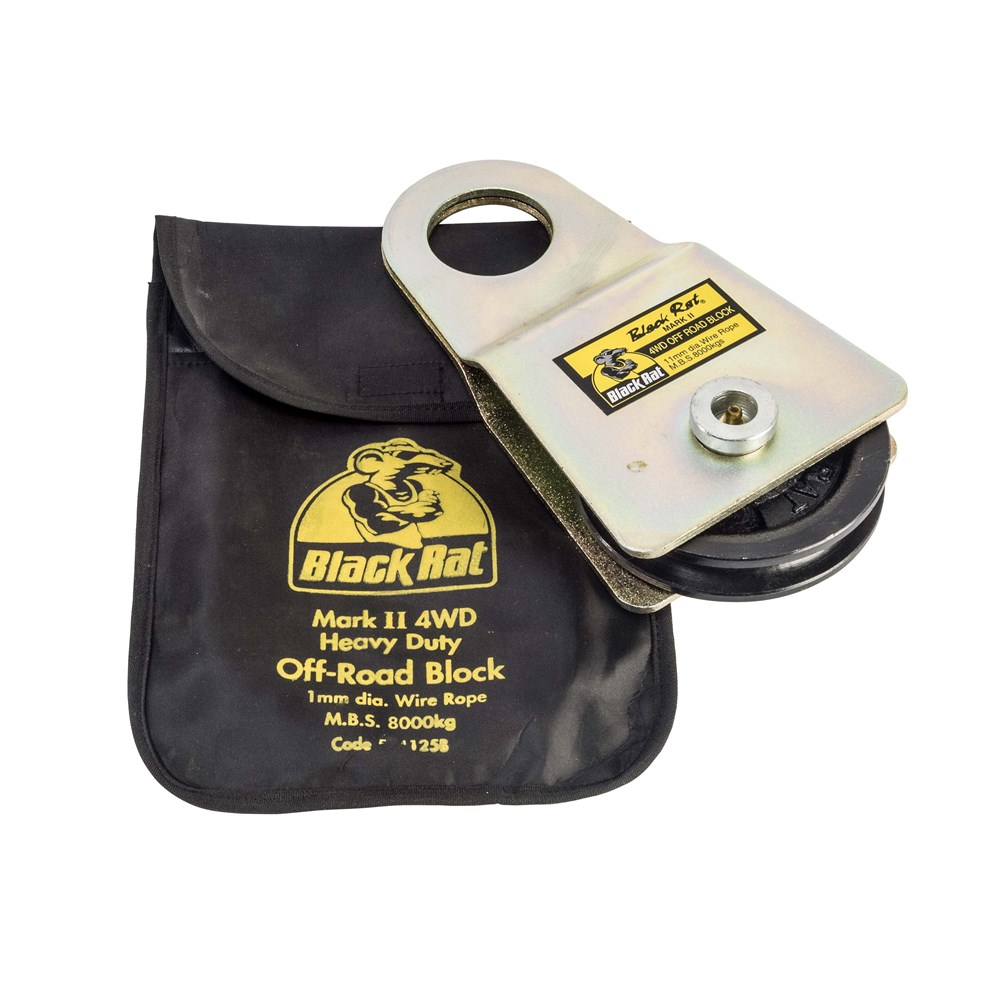 Black Rat 4WD Off-Road Sheave Block With Carry Bag 11mm