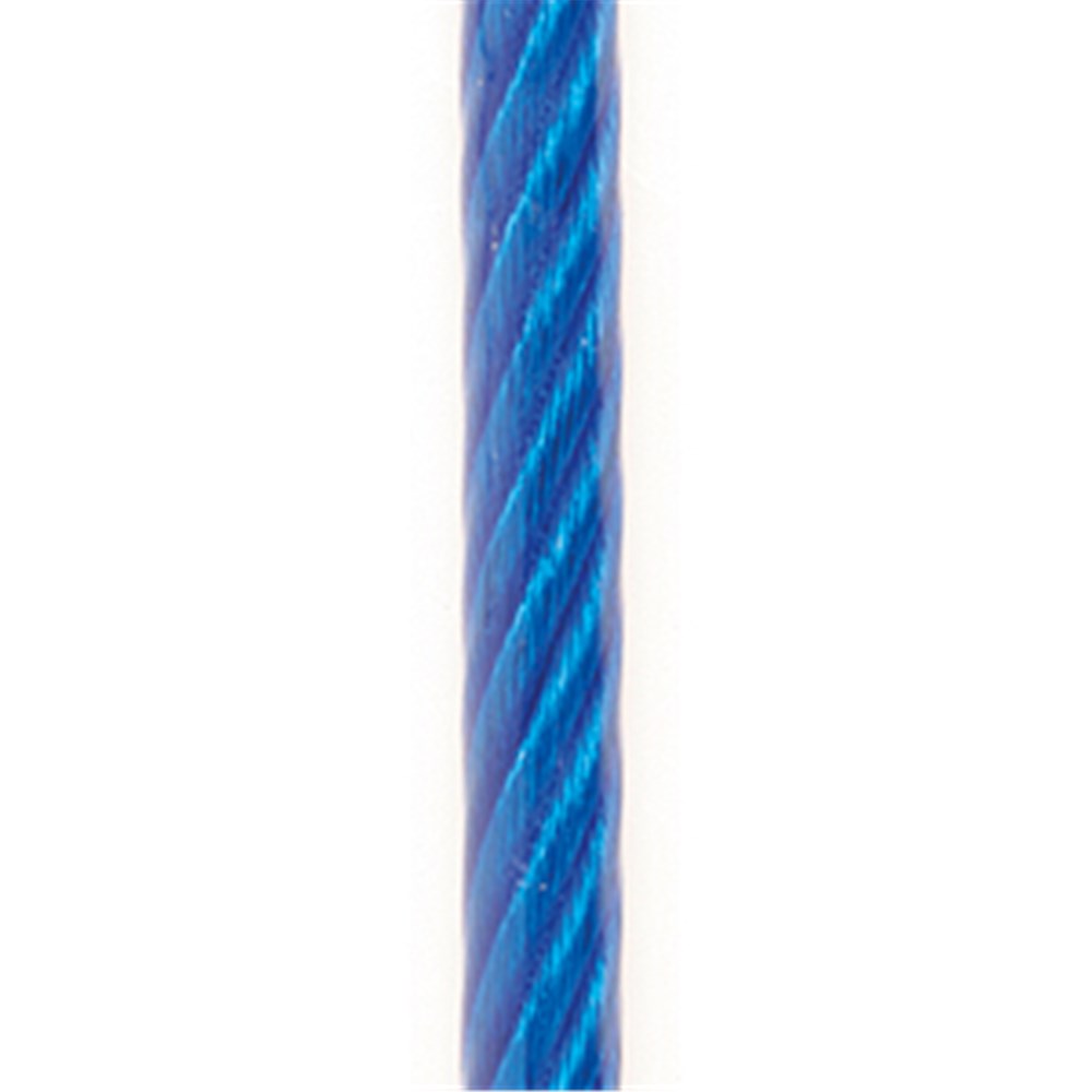 Beaver G1570 PVC Coated Galvanised Wire Rope With a Fibre Core - 6x19 (Blue) 3mm x 5mm