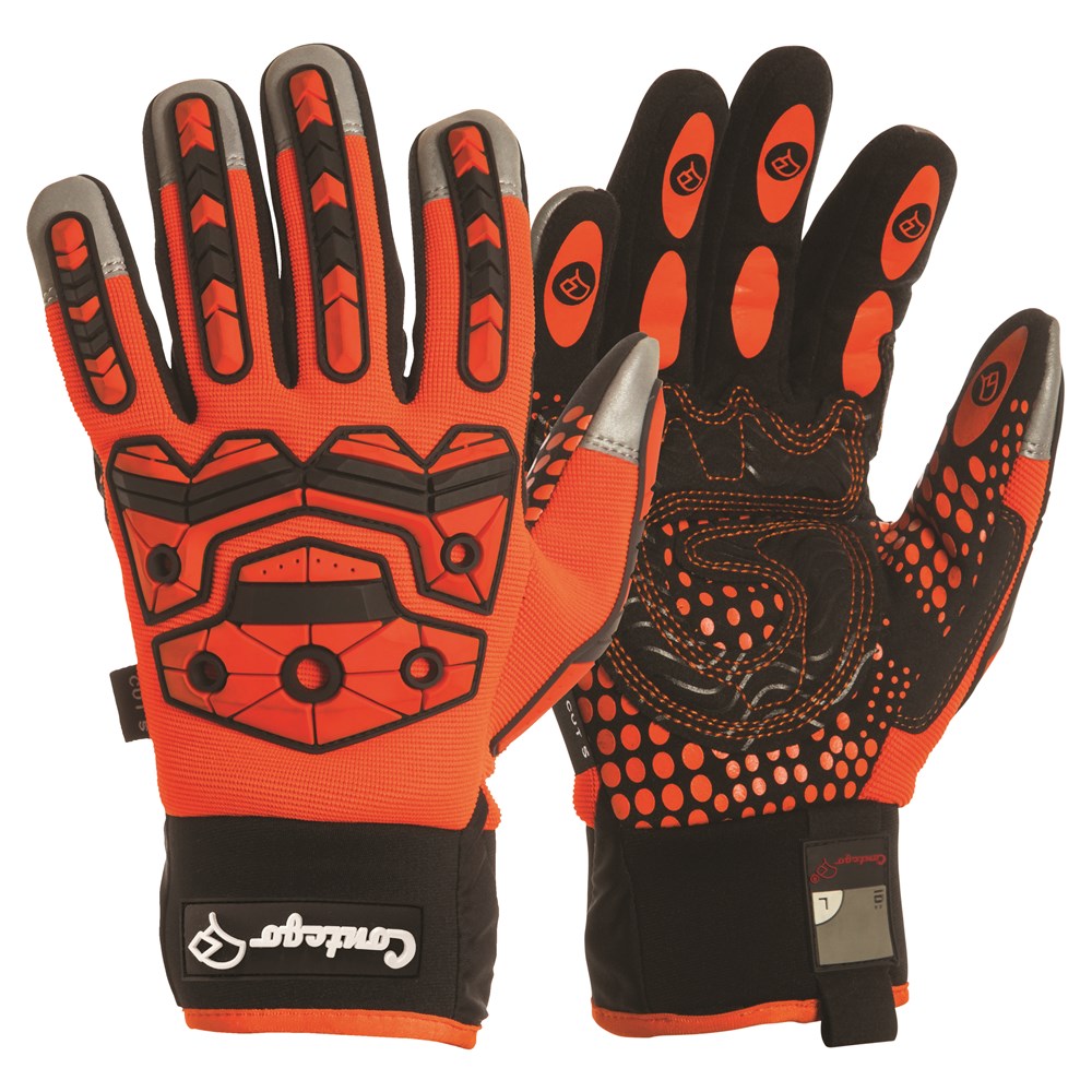 GLOVE CONTEGO JABIRU MECHANICSIMPACT 360 Cut D Black/Fluro Orange x Size 2 Extra Large