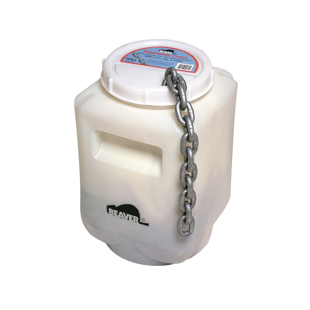 Beaver Proof Coil Chain Regular Link (50kg Pail) 13mm x Self Colour