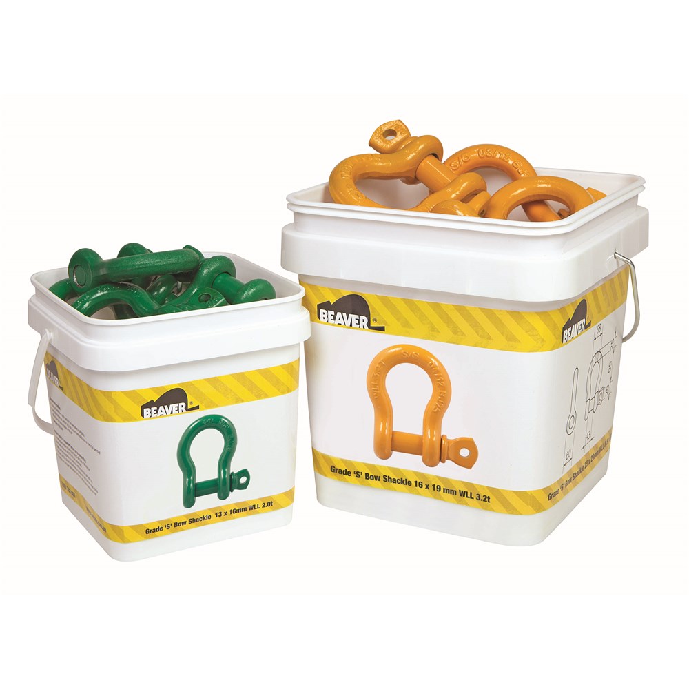 Beaver Colour Coded Screw Pin Bow Shackles (Pail) 2t