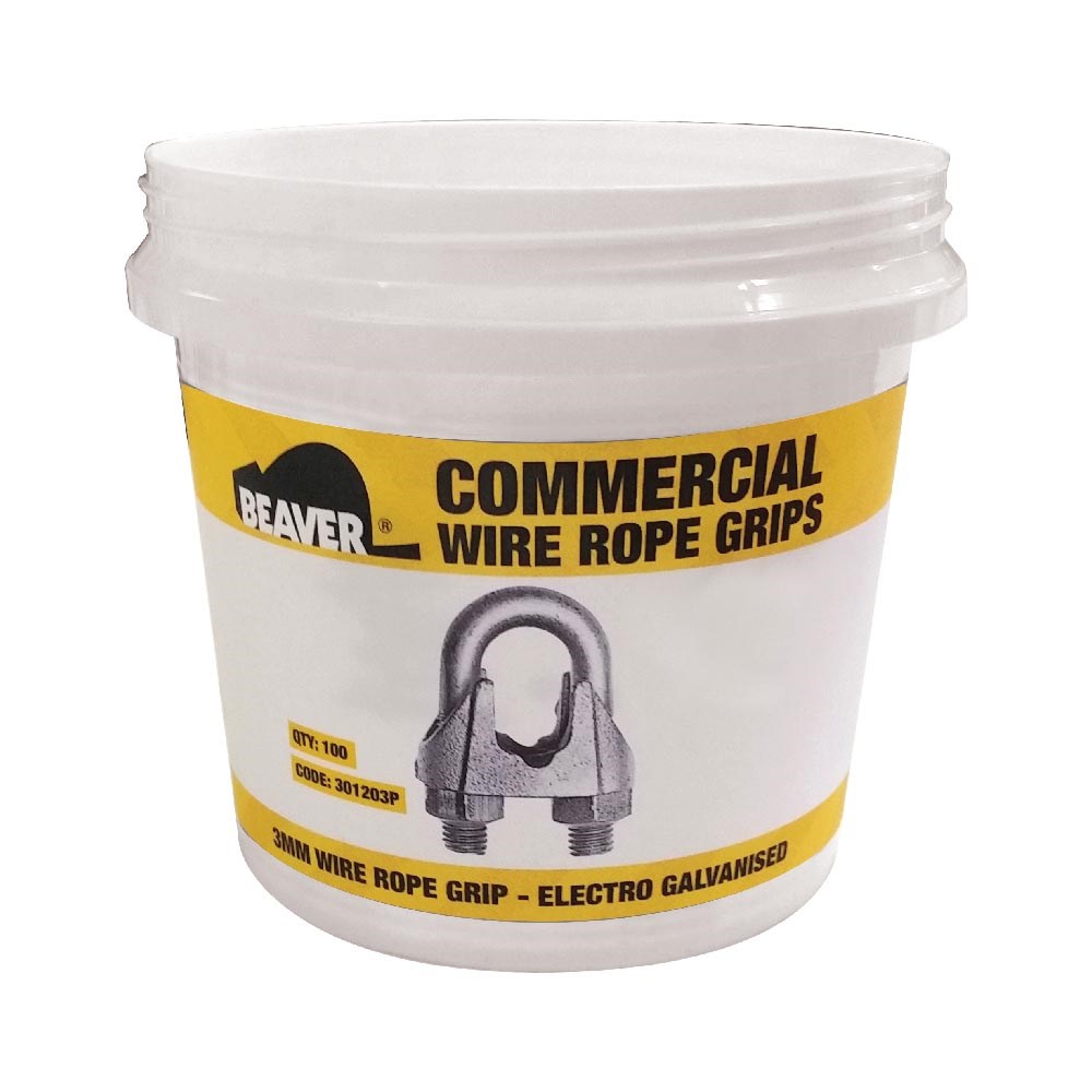 Beaver Commercial Galvanised Wire Rope Grips (Pail) 10mm