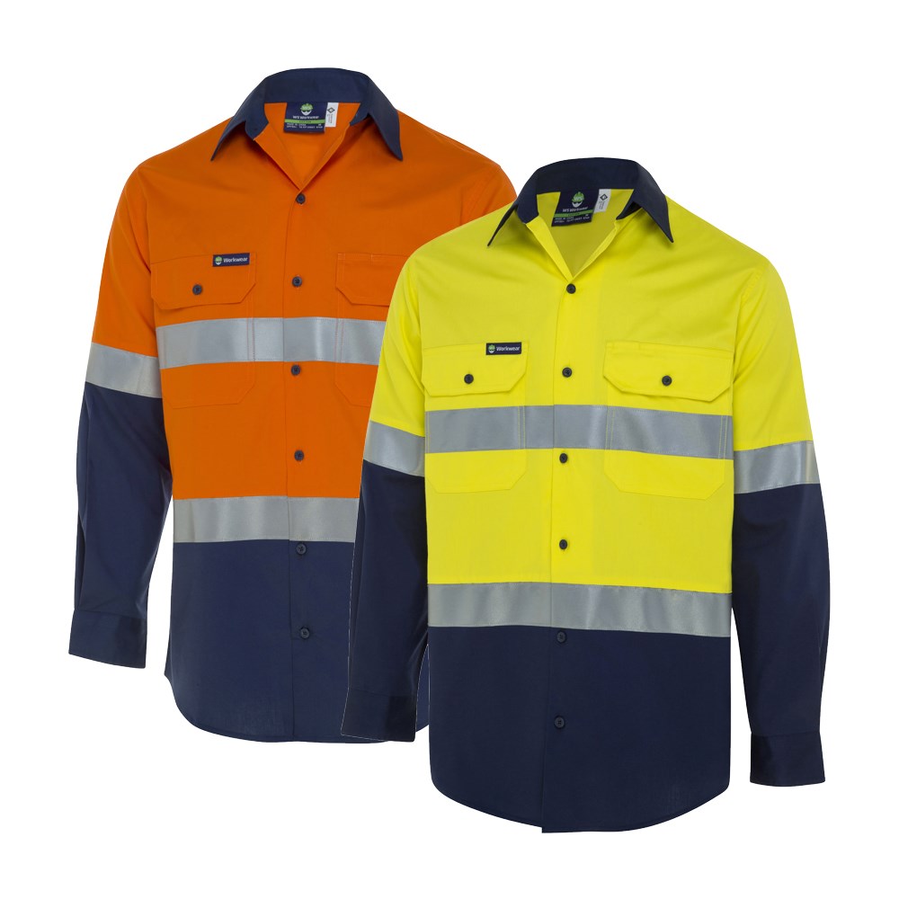 WS Workwear Koolflow Mens Hi-Vis Button 