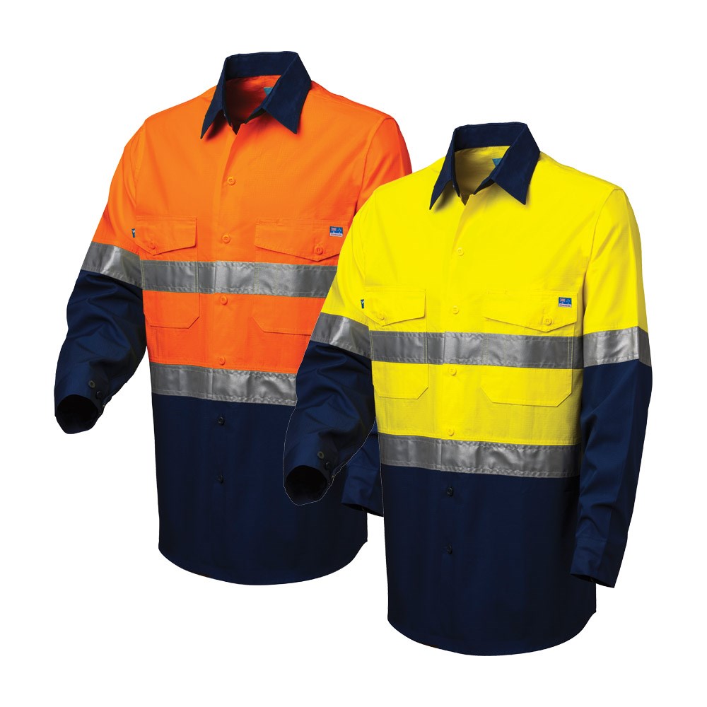 High visibility button up work shirts sales