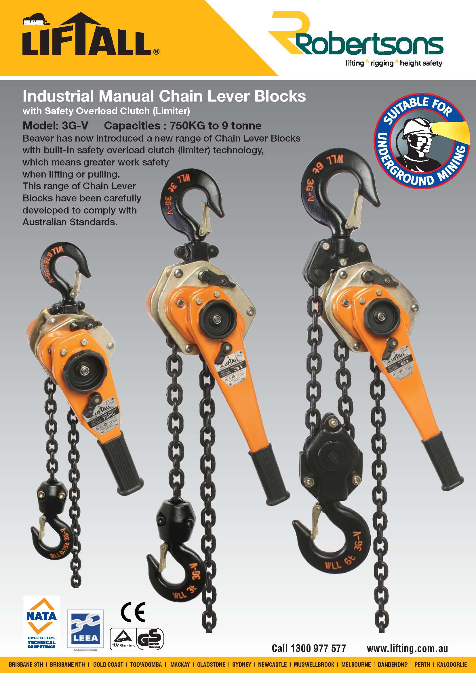 Beaver Liftall 3GV Lever Blocks With Overload Protection Bunzl Safety AU