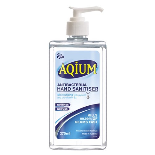 Ego Aqium Antibacterial Hand Sanitiser Gel Pump Pack 375ml