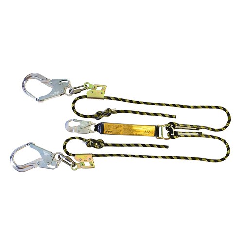 Shock Absorbing Lanyard B-Safe Rope Twin Adj 2M-0.7M Alumin Snp Hok & Scaf Hoks 50KG-140KG