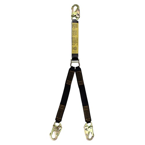 Shock Absorbing Lanyard B-Safe Web Twin 1M Steel Snap Hooks 50KG-140KG