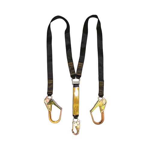 Shock Absorbing Lanyard B-Safe Web Twin 2M Steel Snap Hooks 50KG-140KG