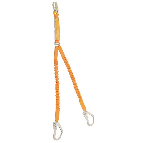 B-Safe Shock Absorbing Lanyard Elasti Twin 1.5M-2M Steel Snap Hook & Scaff Hooks 50kg -140kg