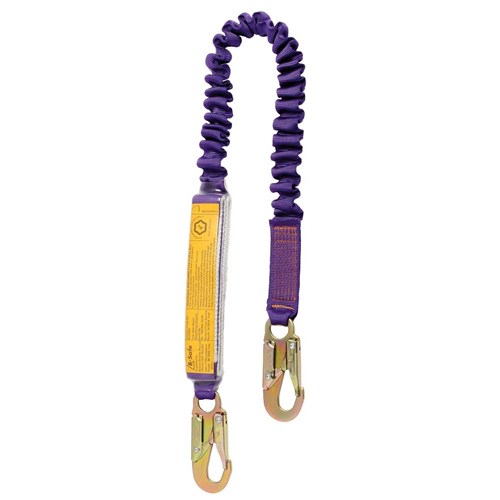 B-Safe Shock Absorbing Lanyard Elasticised 1.4m with BSM06650 Snap Hooks Each End