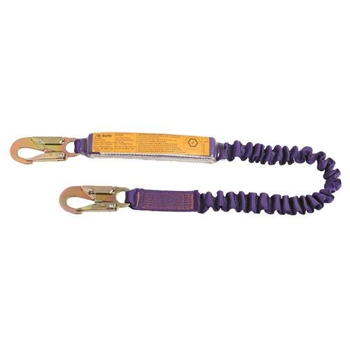 B-Safe Shock Absorbing Lanyard Elasticised 2m with BSM06650 Snap Hooks Each End