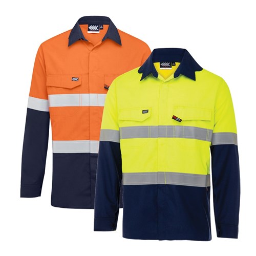 Boomerang Mens Hi-Vis FR Button-Up Shirt with Reflective Tape PPE1