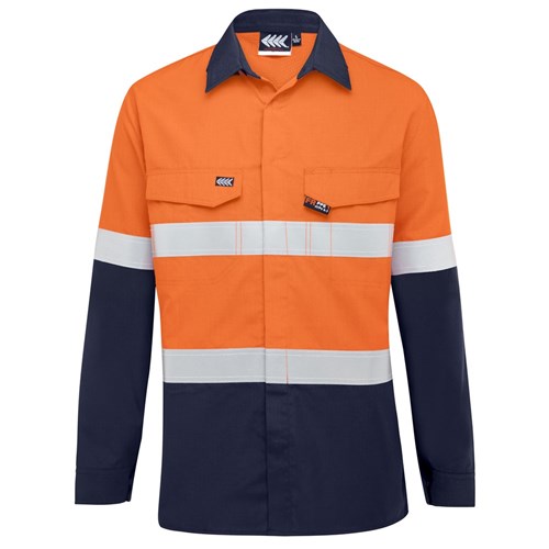 Boomerang Mens Hi-Vis FR Button-Up Shirt with Reflective Tape PPE1