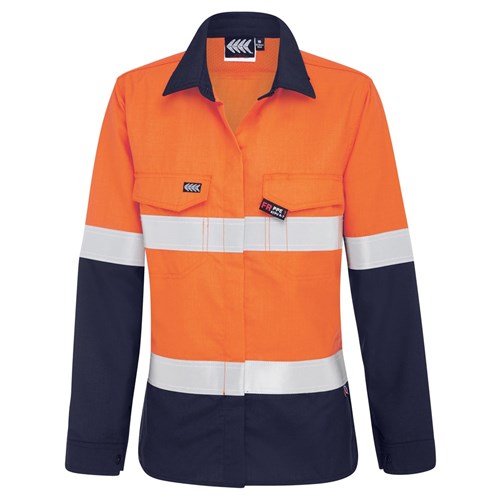 Boomerang Womens Hi-Vis FR Button-Up Shirt with Reflective Tape PPE1