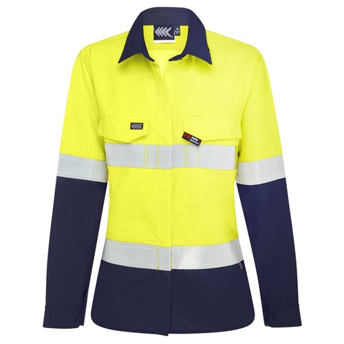 Boomerang Womens Hi-Vis FR Button-Up Shirt with Reflective Tape PPE1