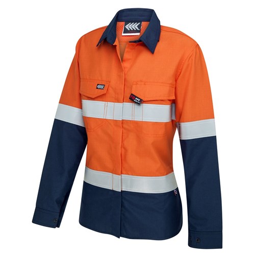 Boomerang Womens Hi-Vis FR Button-Up Shirt with Reflective Tape PPE2