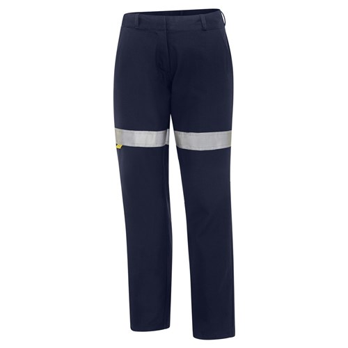 WS Workwear Womens Drill Trousers with Reflective Tape