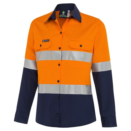 WS Workwear Koolflow Womens Hi-Vis Button-Up Shirt with Reflective Tape