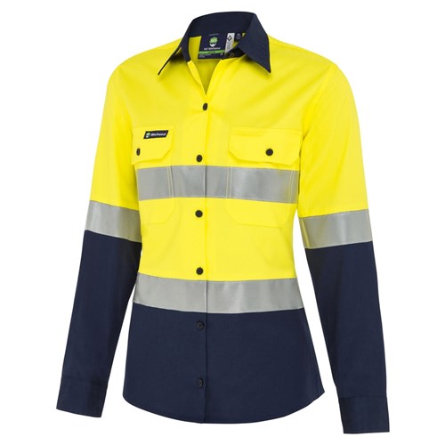 WS Workwear Koolflow Womens Hi-Vis Button-Up Shirt with Reflective Tape