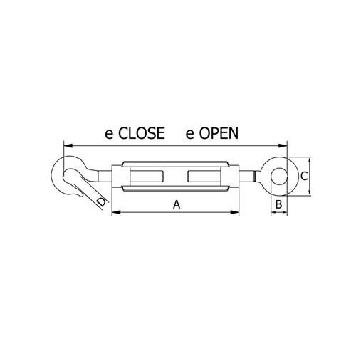 Beaver Hook and Eye CommercialTurnbuckles - Galvanised