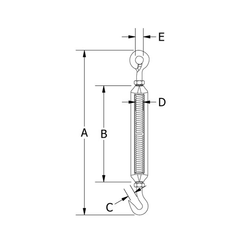 Beaver G316 Stainless Steel Hook and Eye Turnbuckles with Lock Nuts