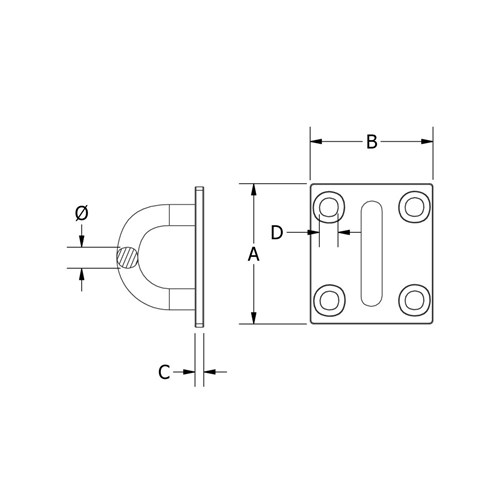 Beaver G304 Stainless Steel Square Pad Eye