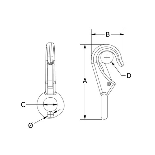 Beaver G316 Stainless Steel Rigid Eye Snap Hook